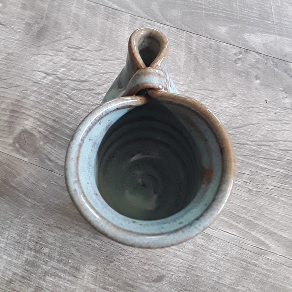Aqua hand thrown pottery creamer - Picture 4 of 5